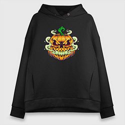 Толстовка оверсайз женская Evil pumpkin, цвет: черный