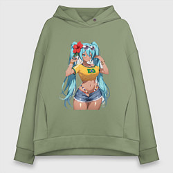 Женское худи оверсайз Miku Hatsune с цветком