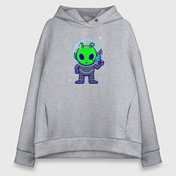 Толстовка оверсайз женская Пришелец с бластером, цвет: меланж