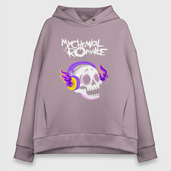 Толстовка оверсайз женская My Chemical Romance - неоновый череп, цвет: сиреневый