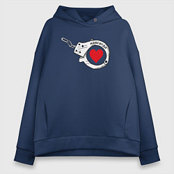 Толстовка оверсайз женская Навсегда парное - наручник, цвет: тёмно-синий