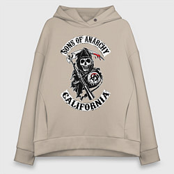Толстовка оверсайз женская Sons of anarchy - logo, цвет: миндальный