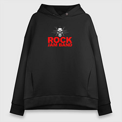 Толстовка оверсайз женская Rock jam band, цвет: черный