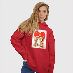 Толстовка оверсайз женская Кошачий поцелуй, цвет: красный — фото 2