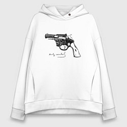 Толстовка оверсайз женская Andy Warhol revolver sketch, цвет: белый
