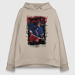 Толстовка оверсайз женская Лучший хоккеист Уэйн Гретски, цвет: миндальный