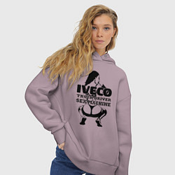 Толстовка оверсайз женская Iveco дальнобойщик сексмашина, цвет: сиреневый — фото 2