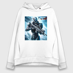 Толстовка оверсайз женская Mass Effect - N7 ai art, цвет: белый