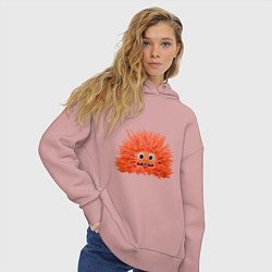 Толстовка оверсайз женская Fluffy monster orange, цвет: пыльно-розовый — фото 2
