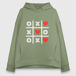 Толстовка оверсайз женская Крестики нолики, цвет: авокадо