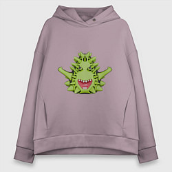 Толстовка оверсайз женская Cartoon monster with spikes green, цвет: сиреневый