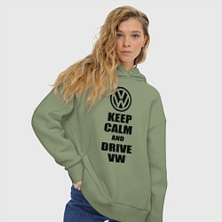 Толстовка оверсайз женская Keep Calm & Drive VW, цвет: авокадо — фото 2