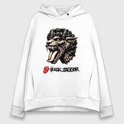 Толстовка оверсайз женская Mick Jagger - stylization, цвет: белый