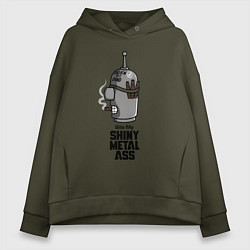 Толстовка оверсайз женская Бендер - укуси мой металлический зад, цвет: хаки