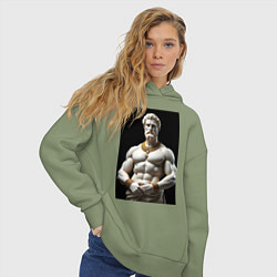 Толстовка оверсайз женская Античный герой с цепочкой, цвет: авокадо — фото 2