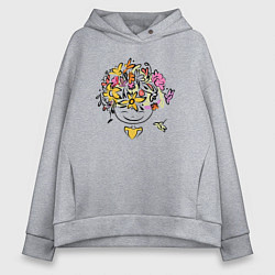 Толстовка оверсайз женская Весенняя девчонка, цвет: меланж