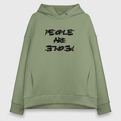 Толстовка оверсайз женская Depeche Mode - people are people font, цвет: авокадо