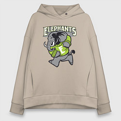 Толстовка оверсайз женская Elephants run, цвет: миндальный