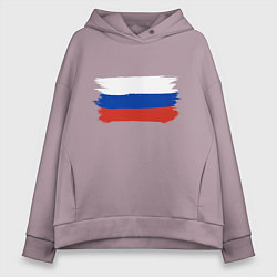 Толстовка оверсайз женская Флаг россии нарисованный, цвет: сиреневый