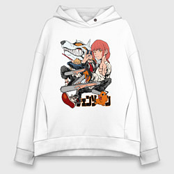 Толстовка оверсайз женская Человек-бензопила Денджи Аки Пауэр Макима, цвет: белый