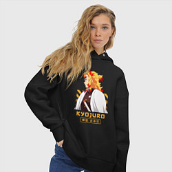 Толстовка оверсайз женская Клинок рассекающий демонов Kyoujurou профиль, цвет: черный — фото 2