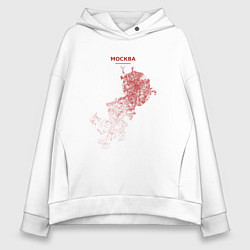 Толстовка оверсайз женская Карта Москва красная, цвет: белый