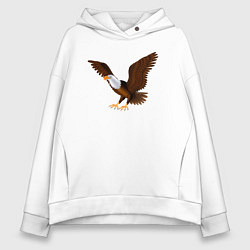 Толстовка оверсайз женская Орёл мультяшный, цвет: белый