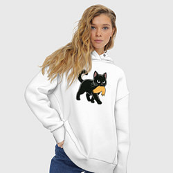 Толстовка оверсайз женская Котик и парик Трампа, цвет: белый — фото 2