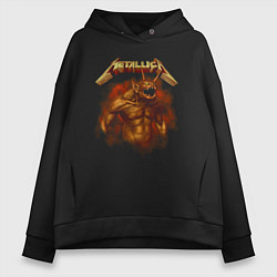 Толстовка оверсайз женская Metallica Funny Monster, цвет: черный