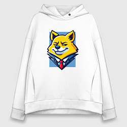Толстовка оверсайз женская Ехидный лис, цвет: белый
