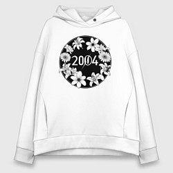 Толстовка оверсайз женская Цветы 2004, цвет: белый