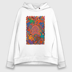 Толстовка оверсайз женская Astro психоделический рисунок, цвет: белый