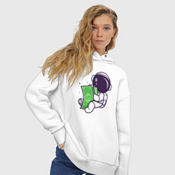 Толстовка оверсайз женская Космонавт и доллары, цвет: белый — фото 2