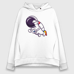 Толстовка оверсайз женская Супер космонавт в полёте, цвет: белый