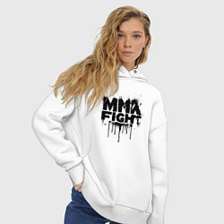 Толстовка оверсайз женская MMA боец черной краской, цвет: белый — фото 2