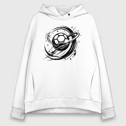 Толстовка оверсайз женская Космический мяч гандбол, цвет: белый