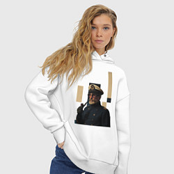 Толстовка оверсайз женская Мужчина капитан с трубкой поп-арт ретро 1970-е, цвет: белый — фото 2