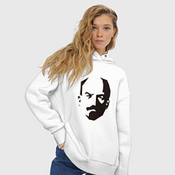 Толстовка оверсайз женская Владимир Ленин абстрактный портрет, цвет: белый — фото 2