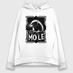 Толстовка оверсайз женская Крот в рамке, цвет: белый