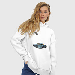 Толстовка оверсайз женская Летающее такси ретрофутуризм стримлайн, цвет: белый — фото 2