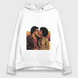 Толстовка оверсайз женская Поцелуй поп-арт диско 1970-е, цвет: белый