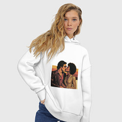 Толстовка оверсайз женская Поцелуй поп-арт диско 1970-е, цвет: белый — фото 2