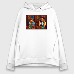 Толстовка оверсайз женская День студента пиксель-арт мем, цвет: белый