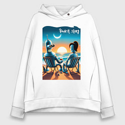 Толстовка оверсайз женская Bender with girlfriend - beach story, цвет: белый