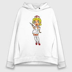 Толстовка оверсайз женская Медсестра блондинка, цвет: белый