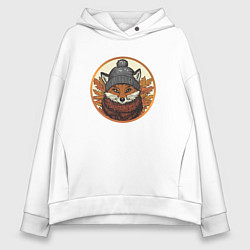 Толстовка оверсайз женская Осенний лис, цвет: белый