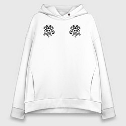 Толстовка оверсайз женская Иной взгляд - два глаза осьминога, цвет: белый