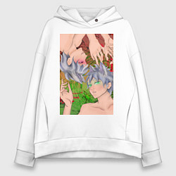 Толстовка оверсайз женская Кицуне близнецы, цвет: белый