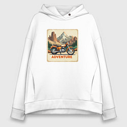 Толстовка оверсайз женская Закатное солнцу в горах, цвет: белый