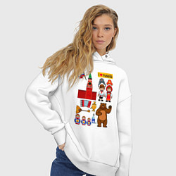 Толстовка оверсайз женская I love Russia, стереотипные символы, цвет: белый — фото 2